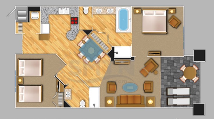 Kohala Suites 2 Bedroom Layout